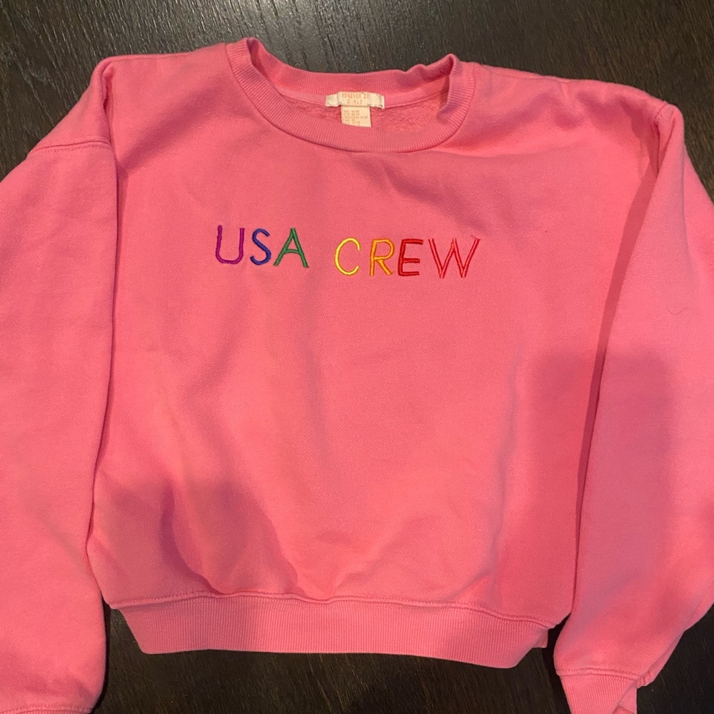 Forever 21 kids sweatshirt “USA CREW” in rainbow colors size 9/10